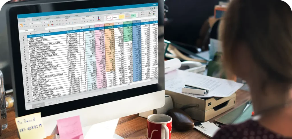 spreadsheet document information financial startup concept